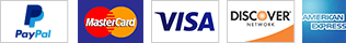 PayPal, Visa, Mastercard, Discover, American Express accepted